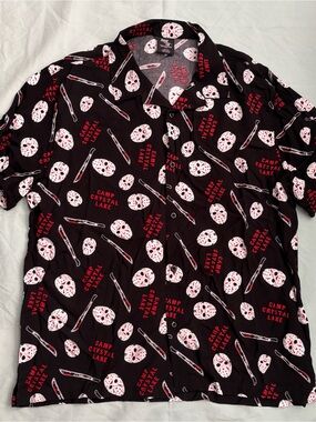 Unbranded Men’s Black Short-Sleeve Graphic Camp Shirt